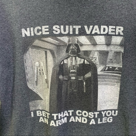 Star Wars Men's Charcoal Cotton Tee Shirt Size Large Grey Vader - Picture 2 of 4